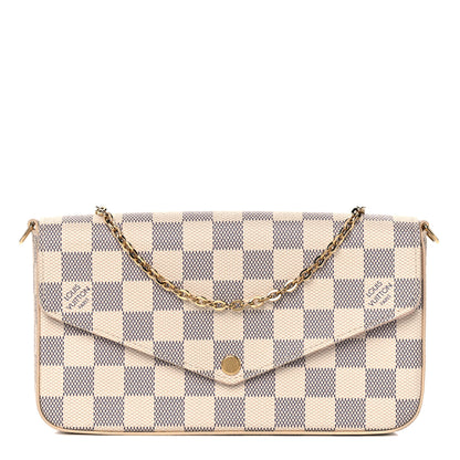 Louis Vuitton Damier Azur Pochette Felicie Chain Wallet Rose Ballerine 1 of 12