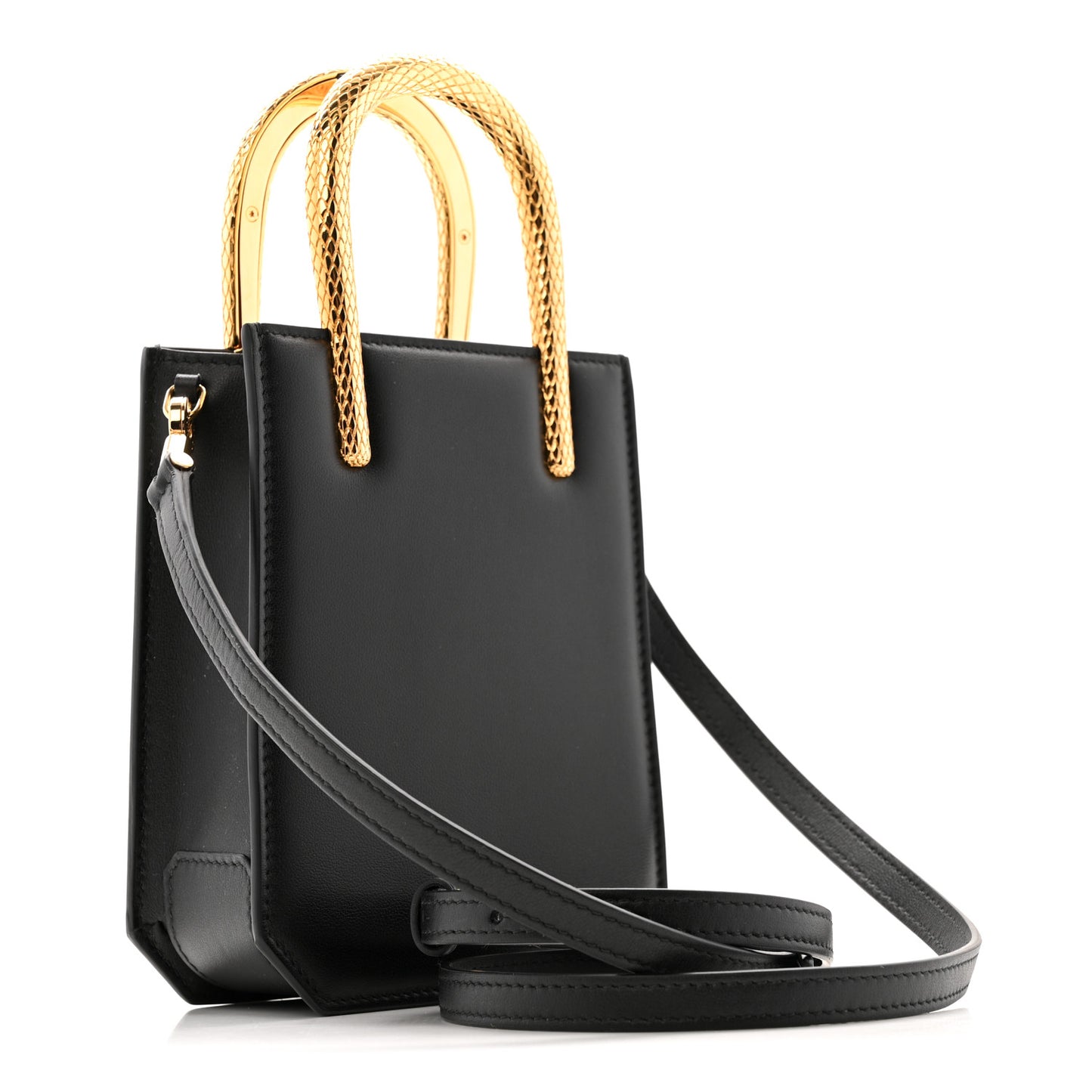 Calfskin Mini Serpentine Tote Black