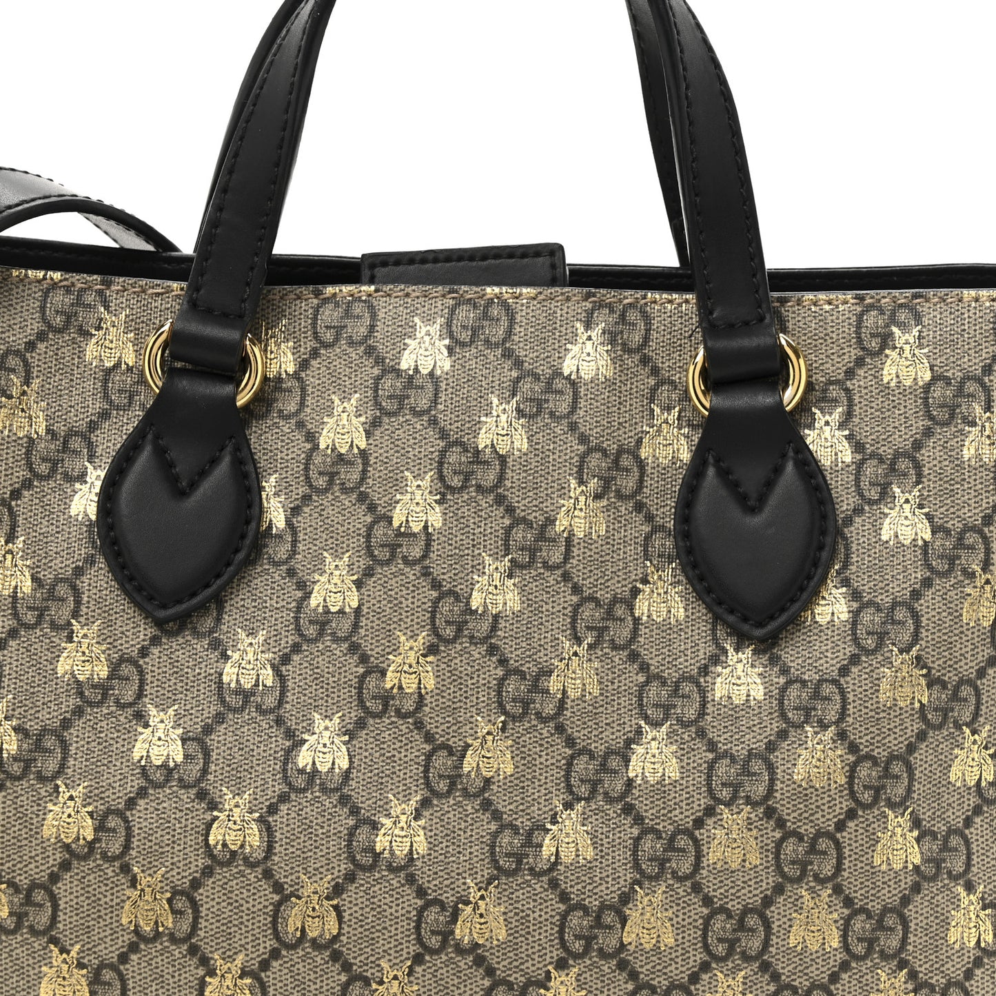 Soft GG Supreme Monogram Bees Small Crossbody Tote Beige Oro Black