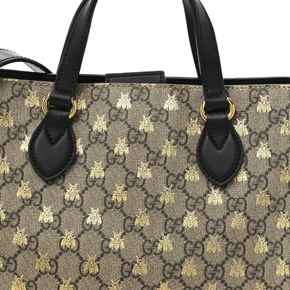 Gucci Soft GG Supreme Monogram Bees Small Crossbody Tote Beige Oro Black 8 of 13