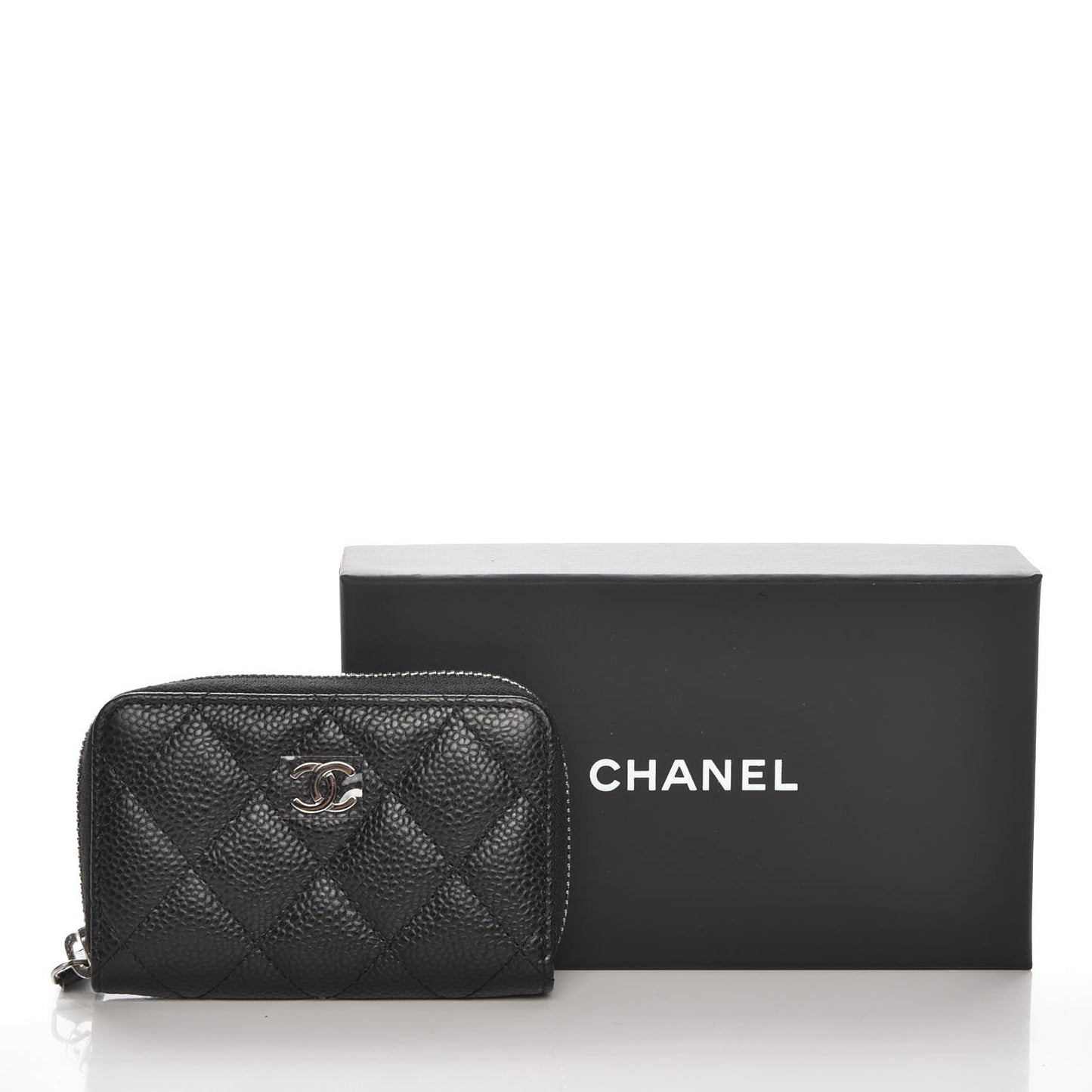 Caviar Quilted Zip Coin Purse Black