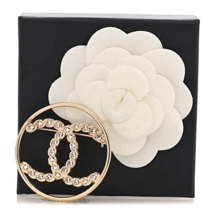 Chanel Crystal Round CC Brooch Gold 4 of 4