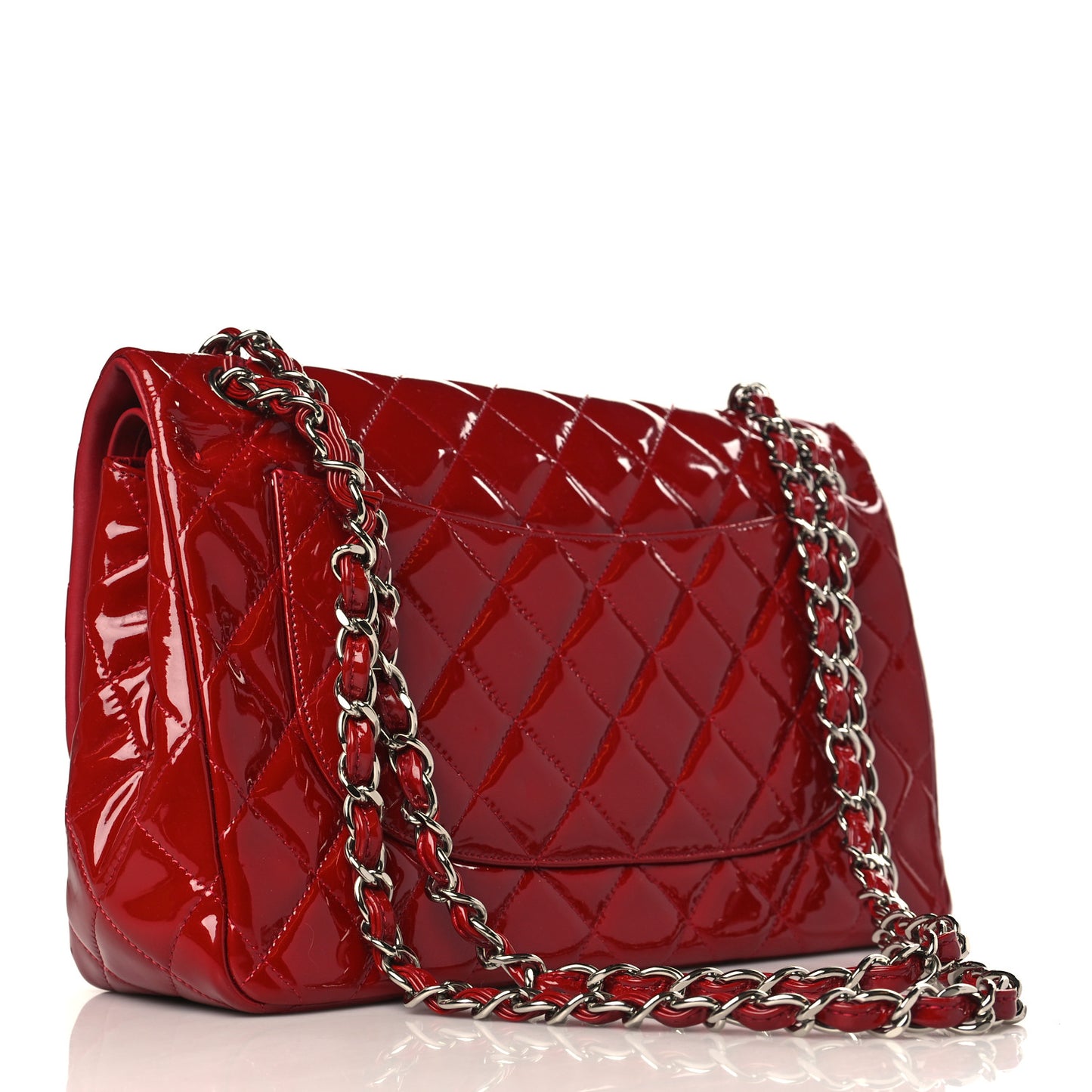 Patent Quilted Jumbo Double Flap Red