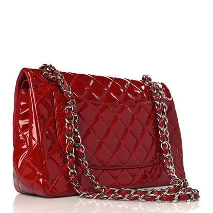 Chanel Patent Quilted Jumbo Double Flap Red 3 of 10