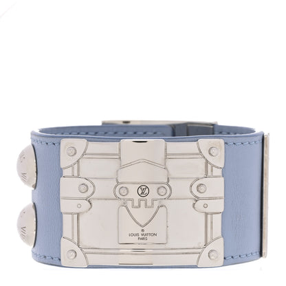 Louis Vuitton Calfskin So LV Cuff Bracelet 17 Light Blue 1 of 7