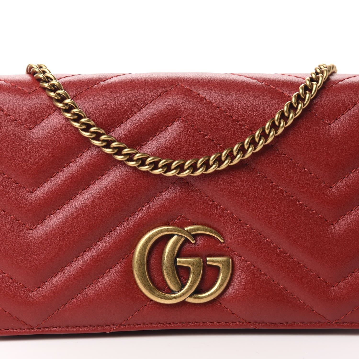 Gucci Calfskin Matelasse GG Marmont Mini Bag Hibiscus Red 9 of 9