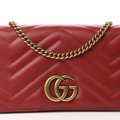 Gucci Calfskin Matelasse GG Marmont Mini Bag Hibiscus Red 9 of 9