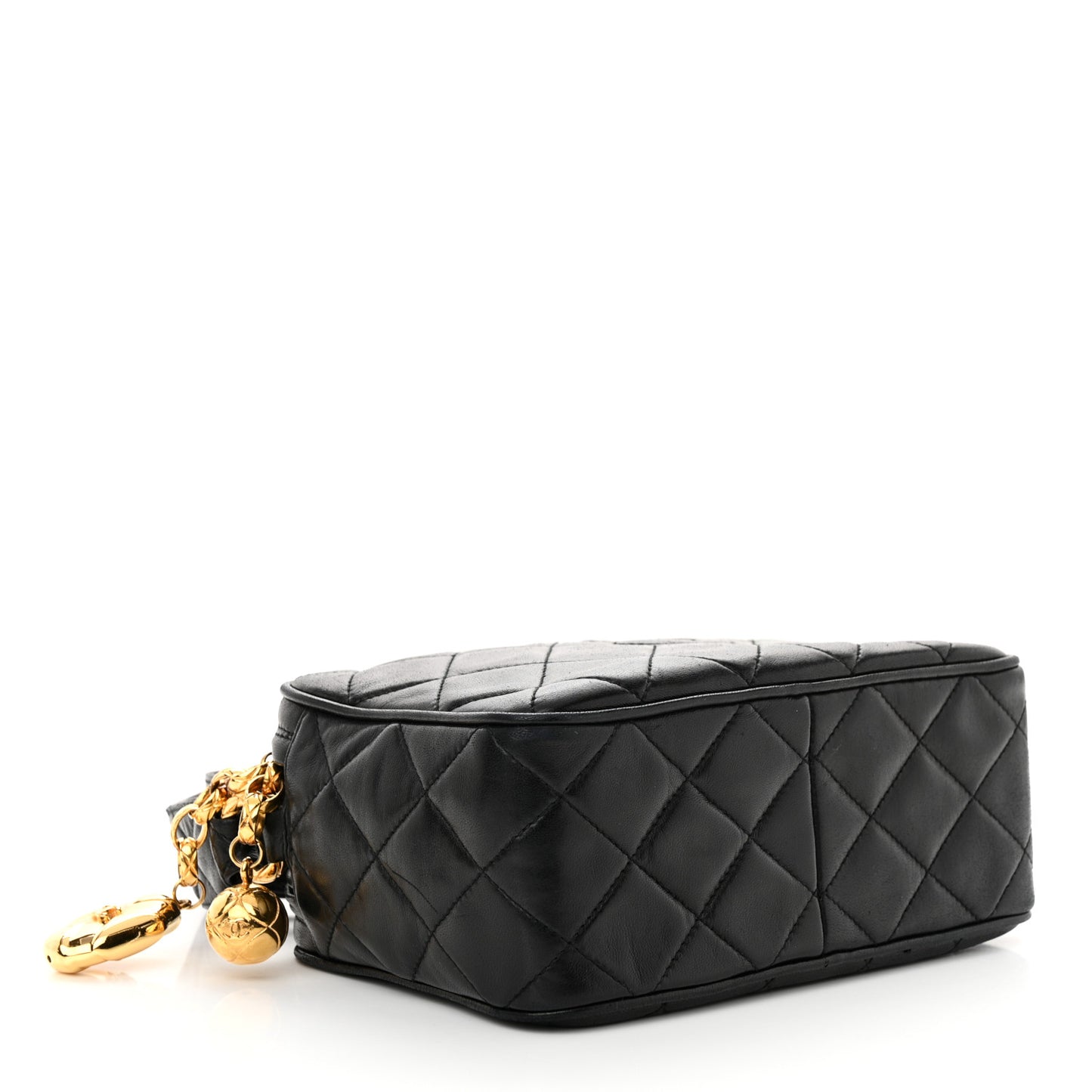 Lambskin Quilted Small Diamond CC Camera Case Black