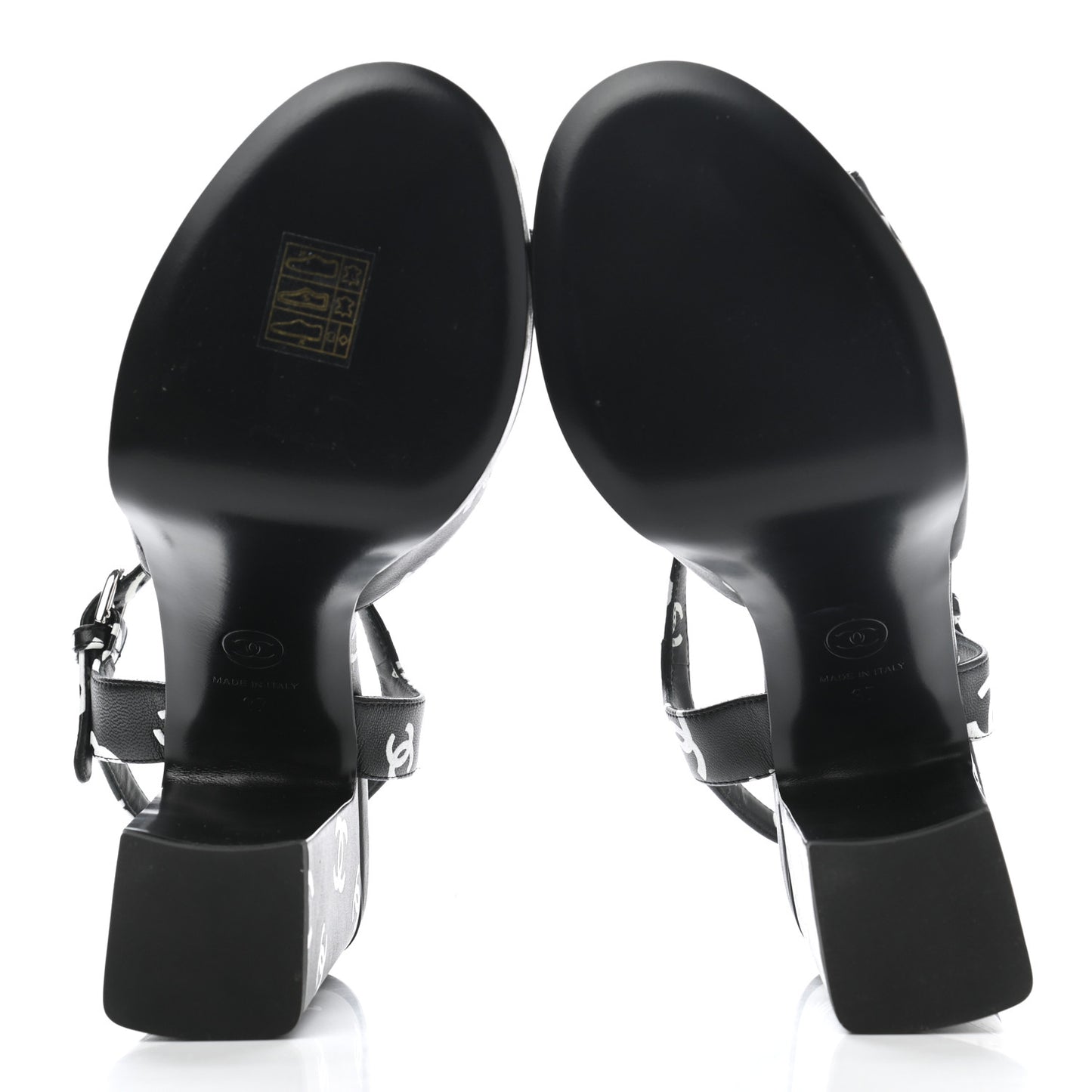 Printed Lambskin Coco Beach Platform Sandals 37 Black White
