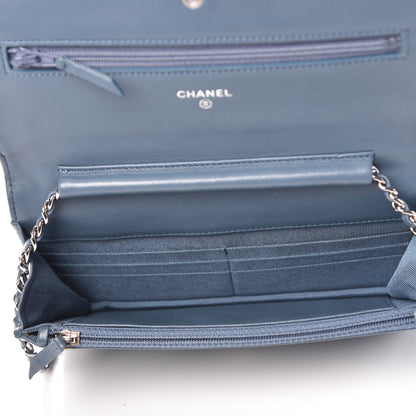 Chanel Lambskin Quilted Wallet On Chain WOC Blue 5 of 11