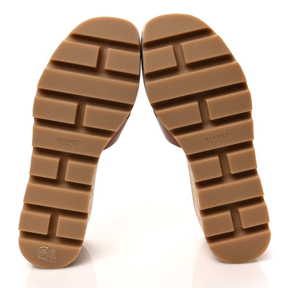 Hermes Calfskin Cork Eze 30 Sandals 36 Marron Glaise 5 of 8