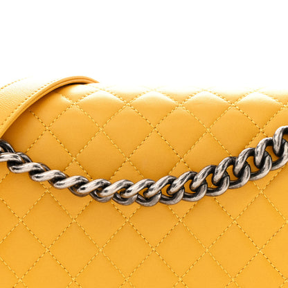 Chanel Lambskin Quilted New Medium Boy Flap Yellow 8 of 10
