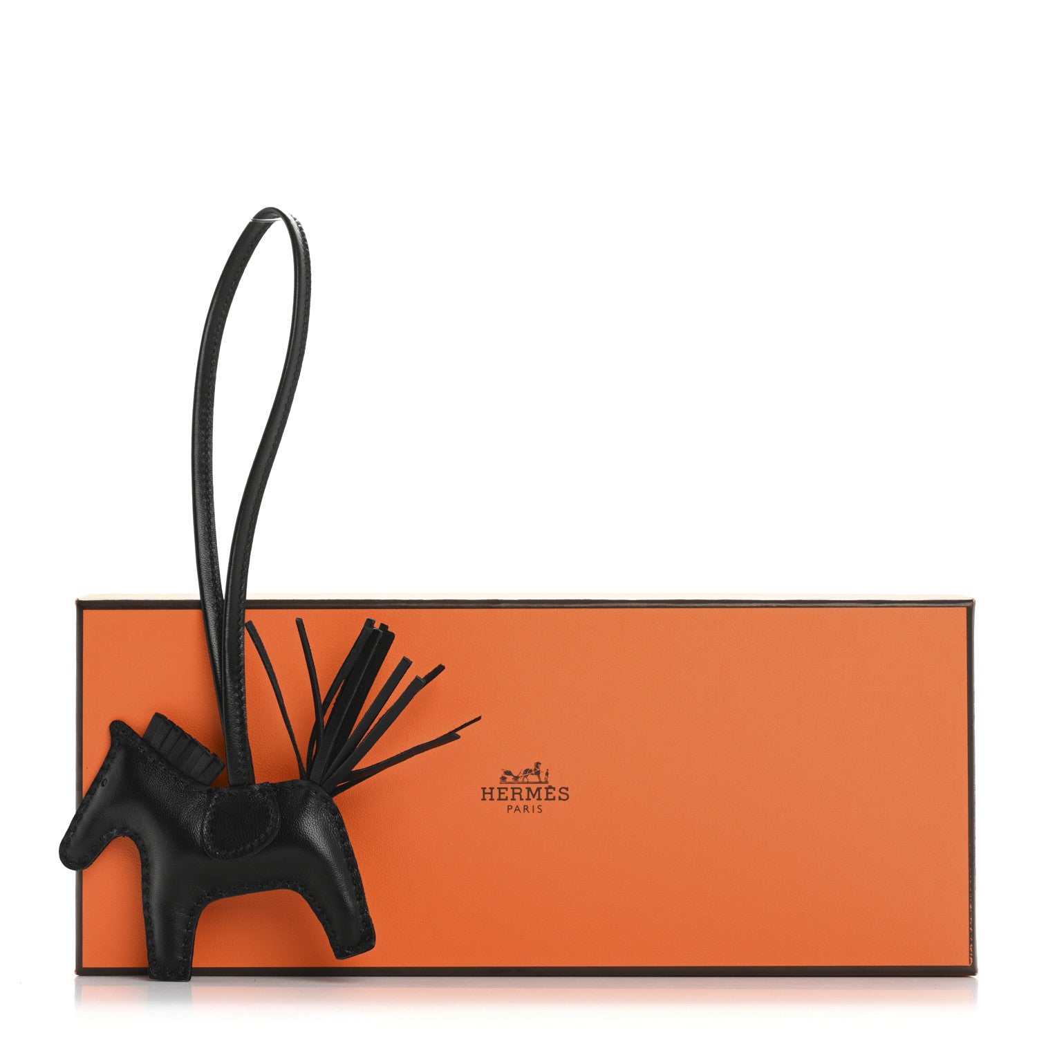 Hermes Milo Lambskin Grigri Rodeo Horse Bag Charm PM So Black 5 of 5