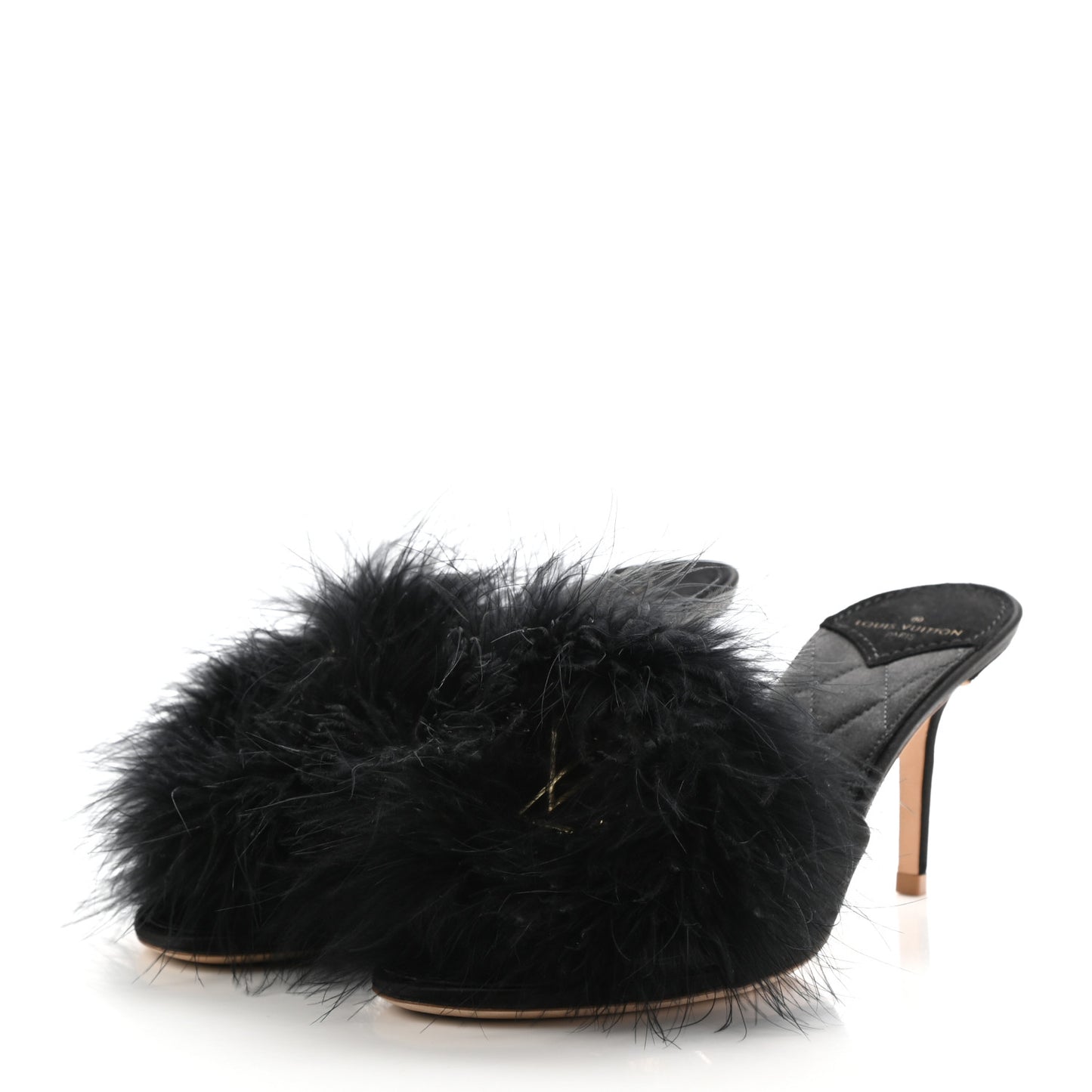 Marabou Crystal LV Marilyn Mule 39 Black