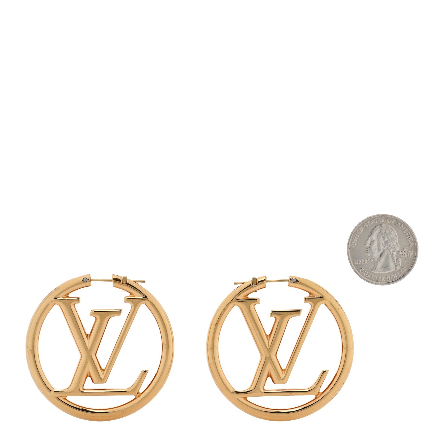 Louis Vuitton Metal Louise Hoop Earrings Gold 2 of 3