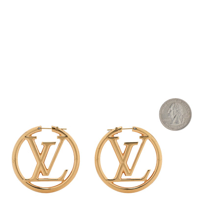 Louis Vuitton Metal Louise Hoop Earrings Gold 2 of 3