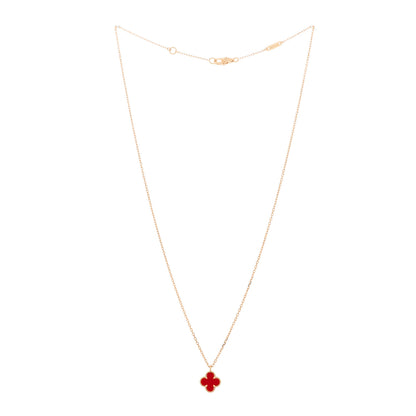 Van Cleef & Arpels 18K Rose Gold Carnelian Sweet Alhambra Pendant Necklace 2 of 5