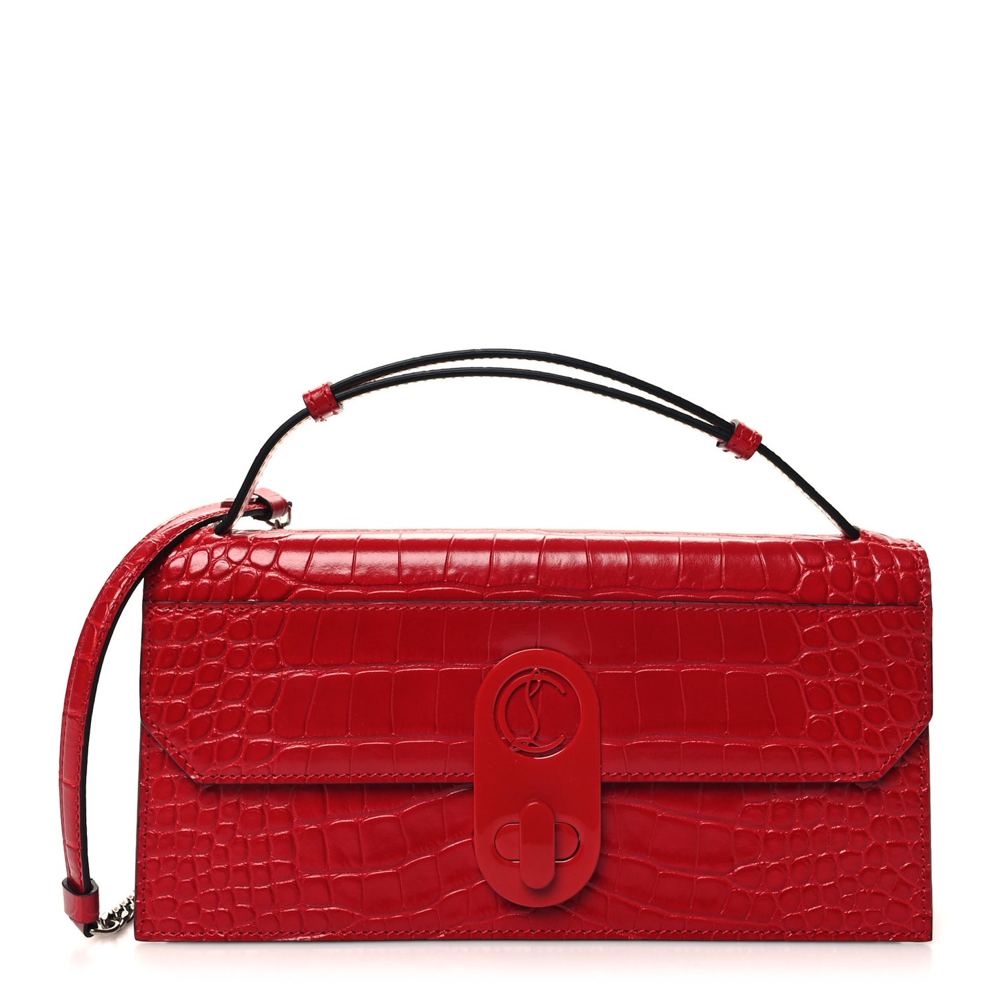 Calfskin Alligator Embossed Elisa Baguette Red