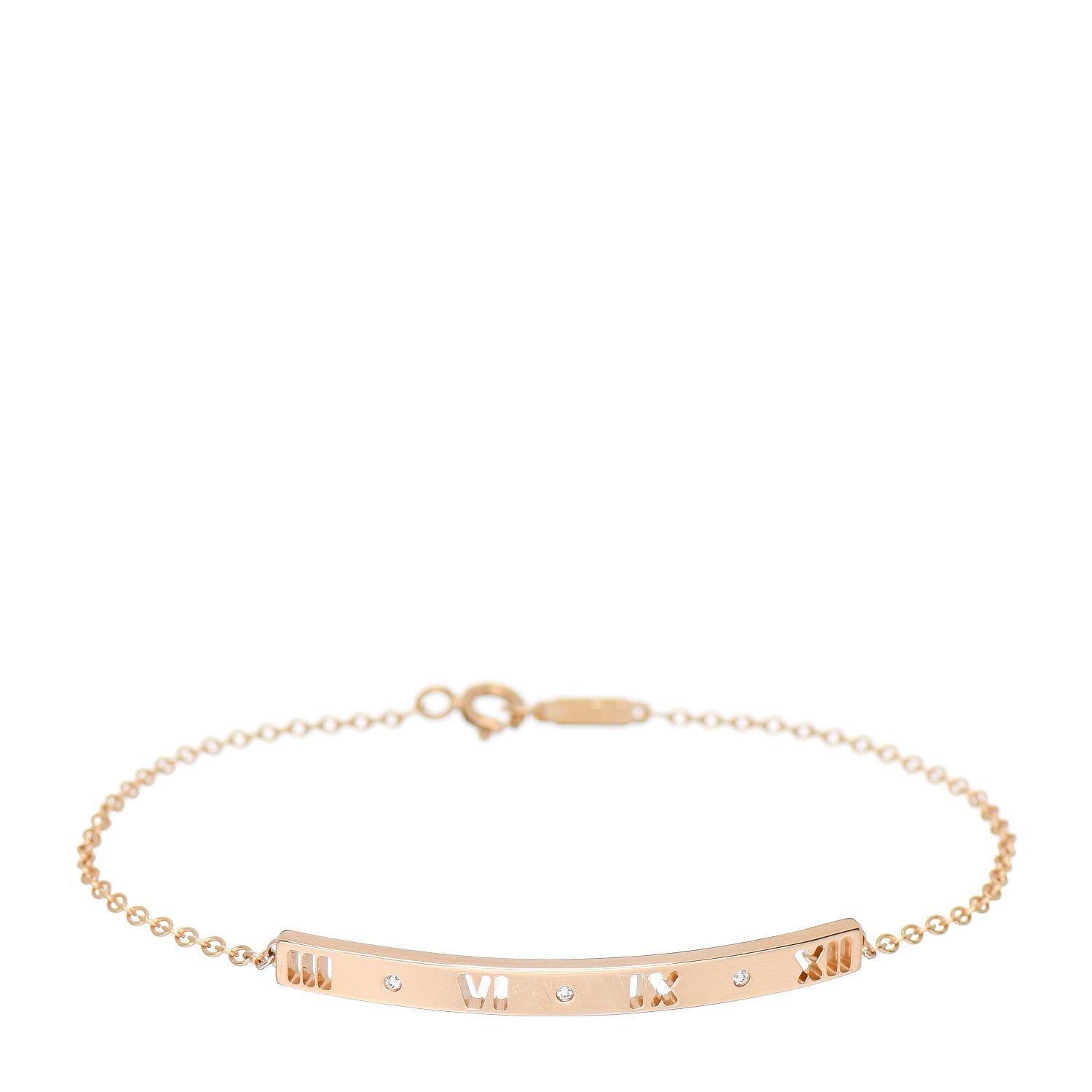 Tiffany 18K Rose Gold Diamond Atlas Bar Pierced Bracelet 1 of 3