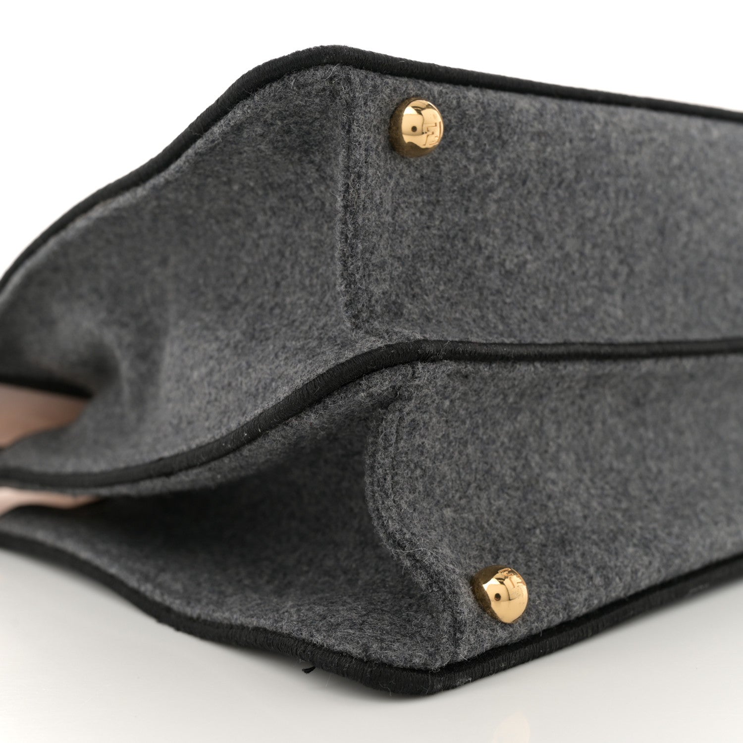 Fendi Melange Flannel Satin Threaded Edge Medium Peekaboo I SEE U Satchel Grigio Bois de Rose 9 of 10