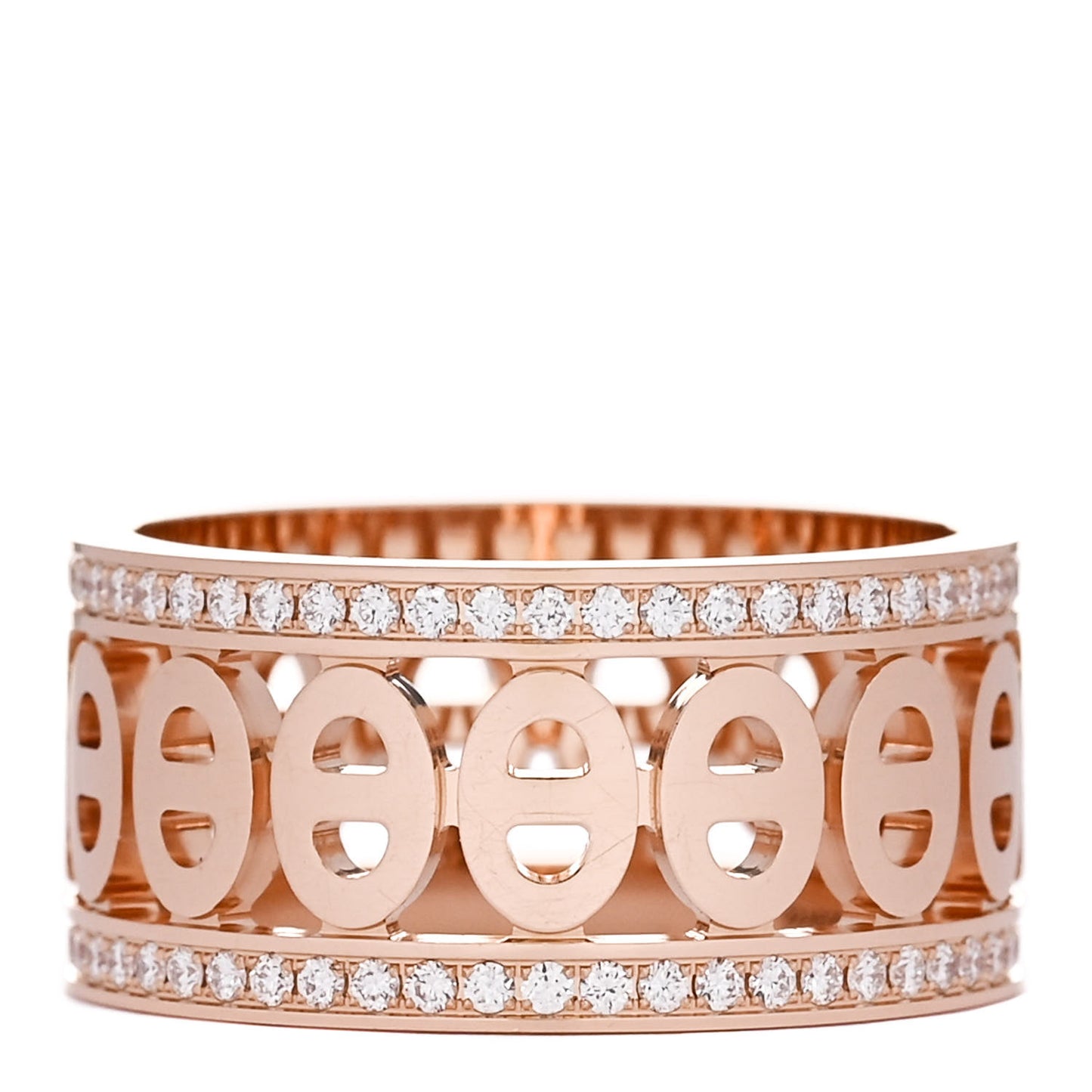 18K Rose Gold Diamond PM Chaine d'Ancre Divine Ring 51 5.75