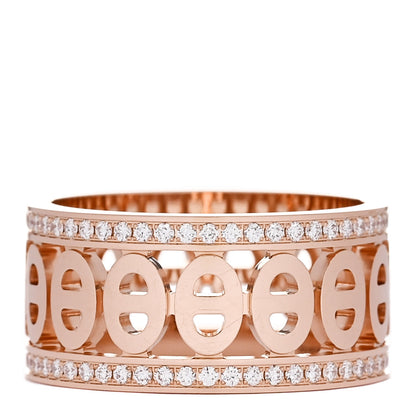 Hermes 18K Rose Gold Diamond PM Chaine d'Ancre Divine Ring 51 5.75 1 of 5