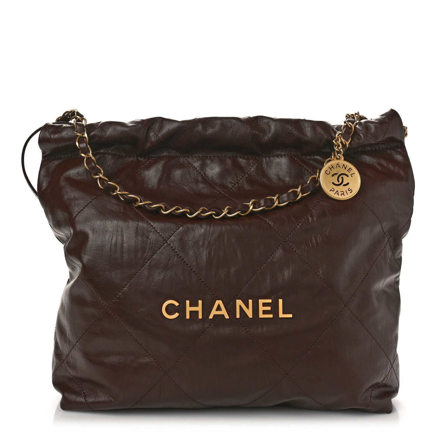 Chanel Shiny Calfskin Quilted Small Chanel 22 Brown 2 of 10