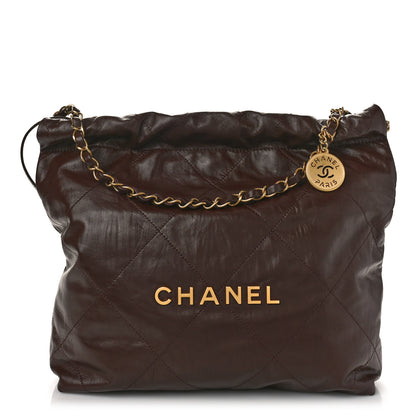 Chanel Shiny Calfskin Quilted Small Chanel 22 Brown 2 of 10