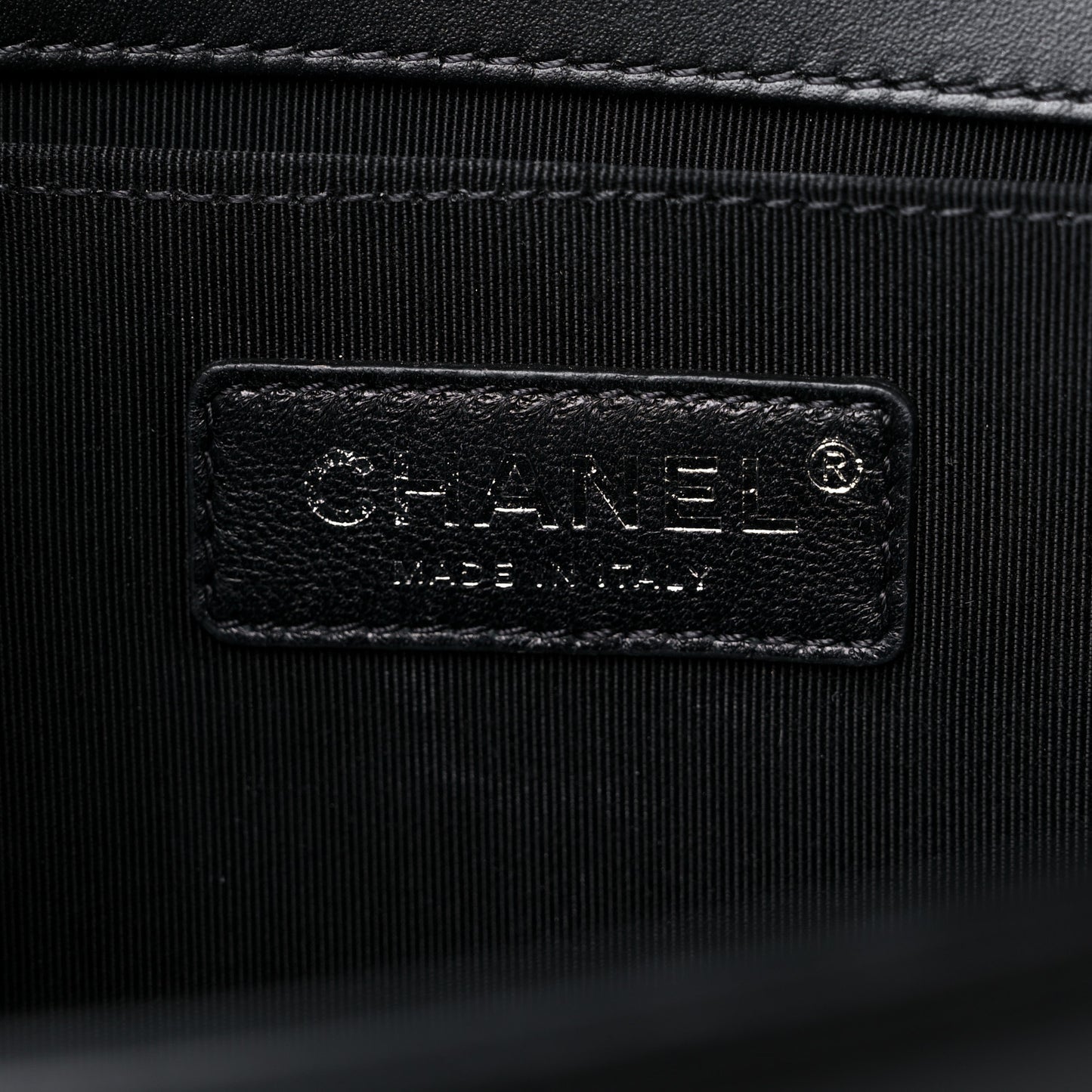 Calfskin Painted Chevron Embossed Medium Boy Flap Black