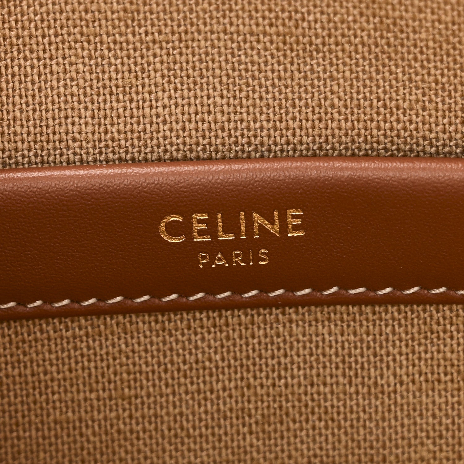 Celine Raffia Effect Calfskin Triomphe Jacquard Small Cabas Natural Tan 6 of 9