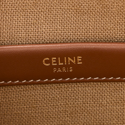 Celine Raffia Effect Calfskin Triomphe Jacquard Small Cabas Natural Tan 6 of 9