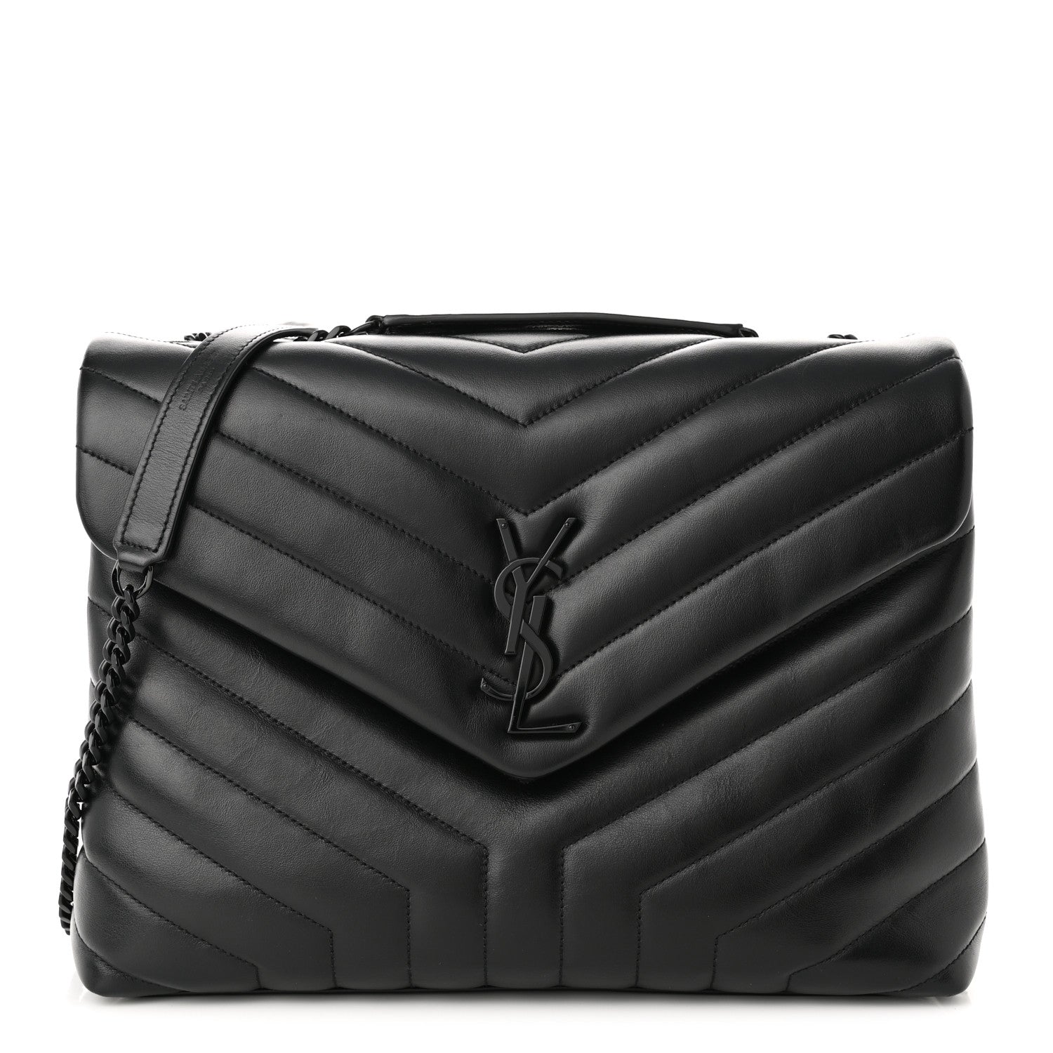 Saint Laurent Calfskin Y Quilted Monogram Monochrome Medium Loulou Chain Satchel Black 1 of 9
