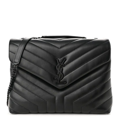 Saint Laurent Calfskin Y Quilted Monogram Monochrome Medium Loulou Chain Satchel Black 1 of 9
