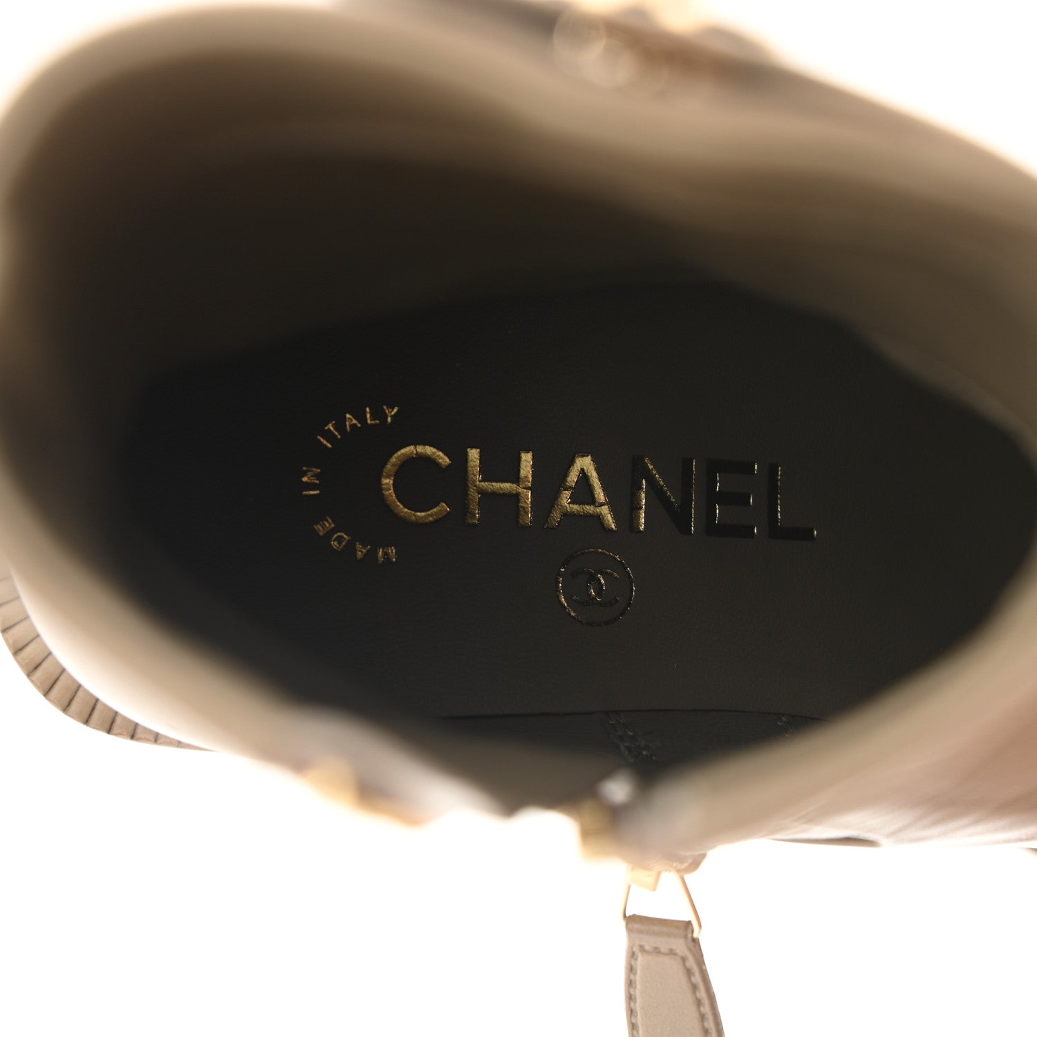 Chanel Shiny Goatskin Cap Toe Short Boots 35 Beige 7 of 9
