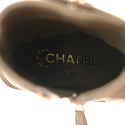 Chanel Shiny Goatskin Cap Toe Short Boots 35 Beige 7 of 9