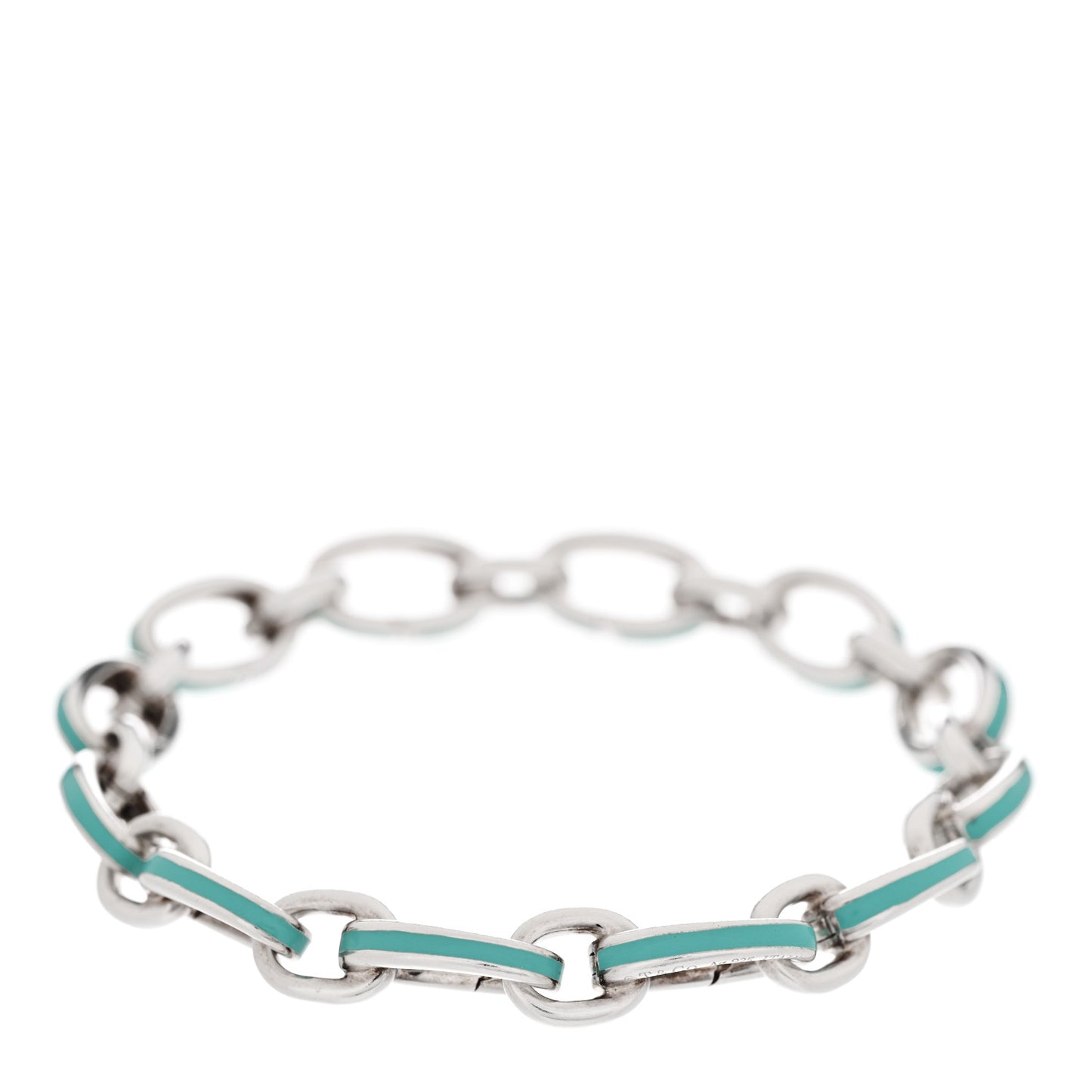 Sterling Silver Enamel Clasping Link Bracelet Blue