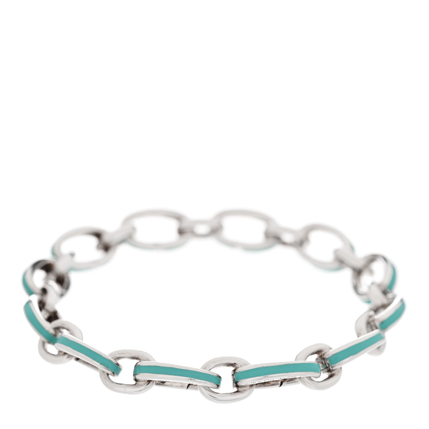 Tiffany Sterling Silver Enamel Clasping Link Bracelet Blue 2 of 4