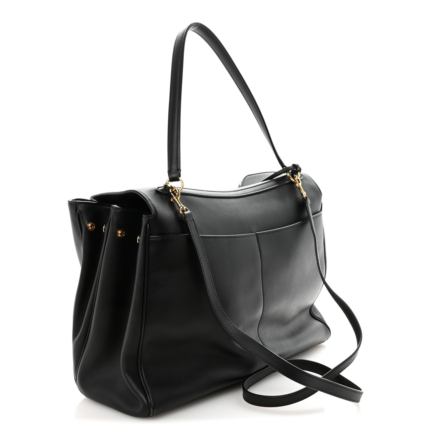 Smooth Calfskin Large Rodeo Top Handle Handbag Black
