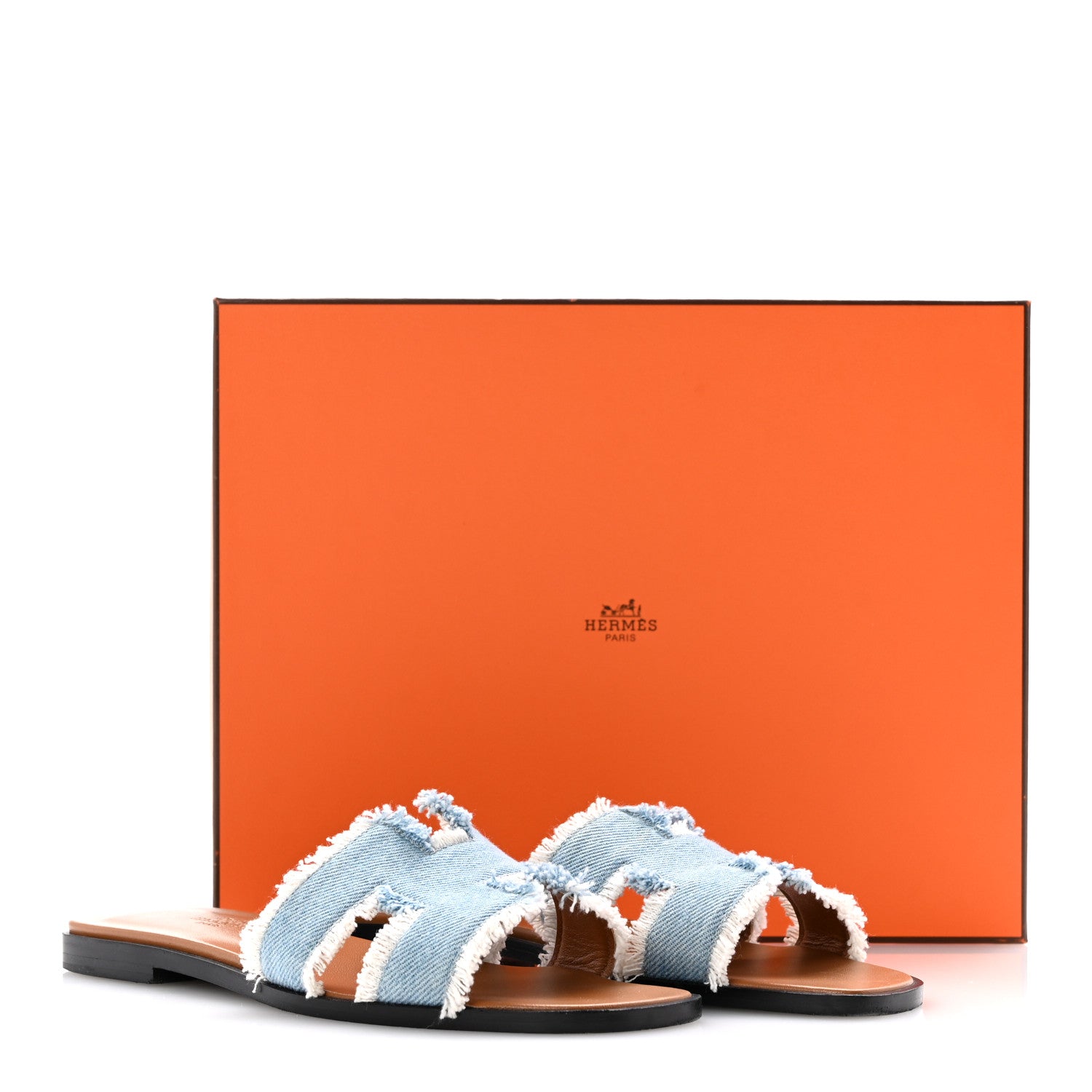 Hermes Denim Oran Fringe Sandals 36 Bleu Clair 11 of 11