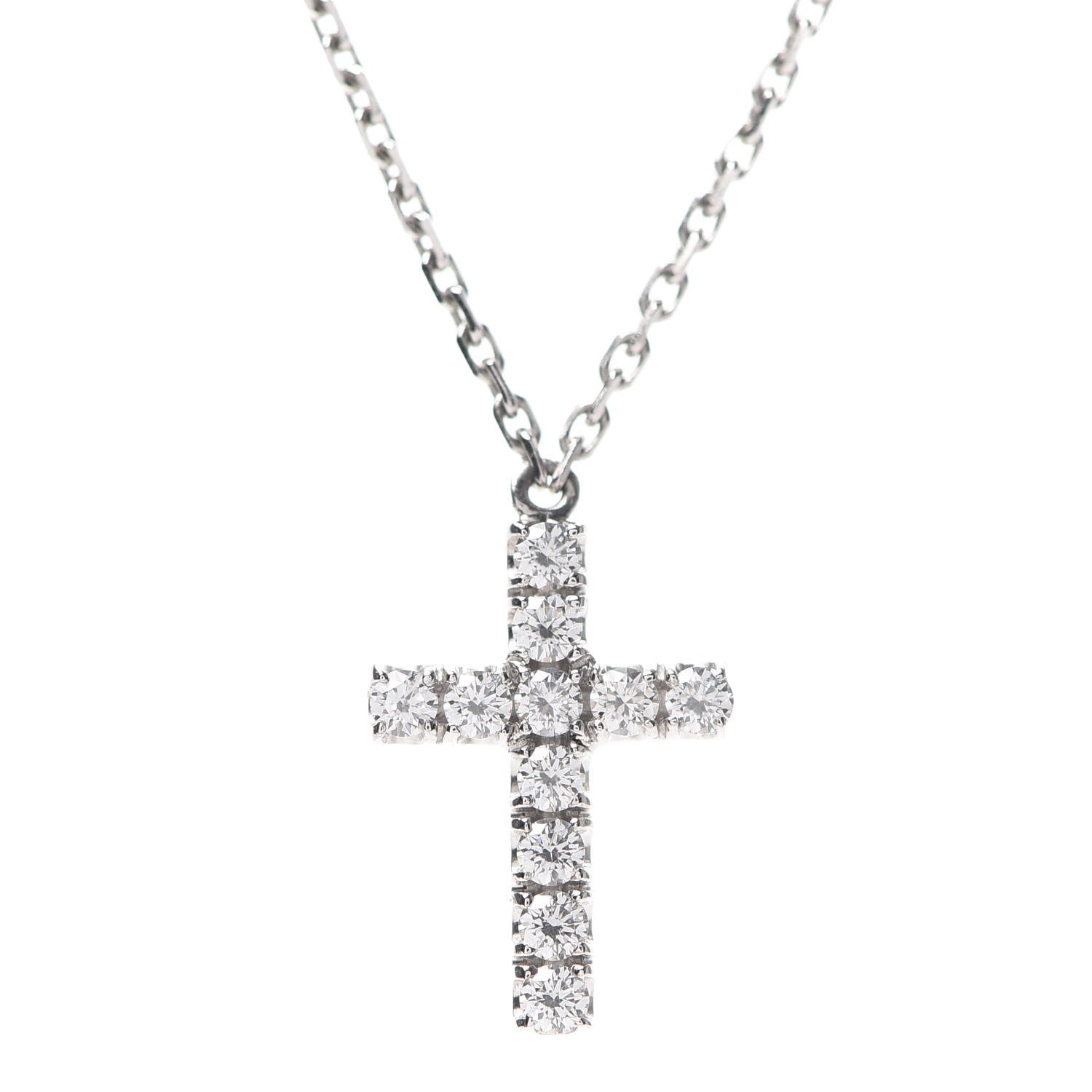Cartier 18K White Gold Diamond Symbols Cross Pendant Necklace 4 of 5
