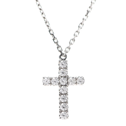 Cartier 18K White Gold Diamond Symbols Cross Pendant Necklace 4 of 5