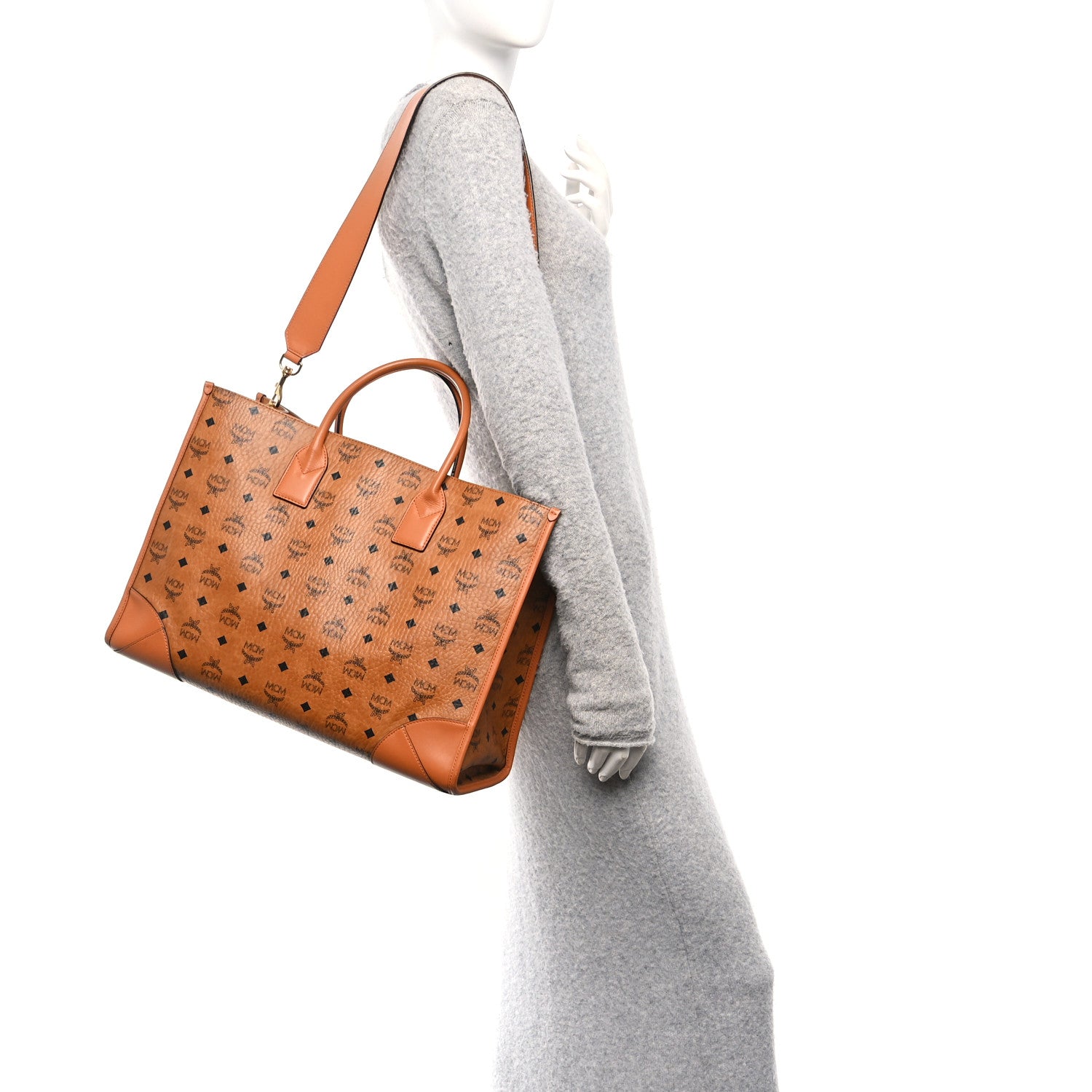 MCM Visetos X-Large Munchen Tote Cognac 1820799 – FASHIONPHILE