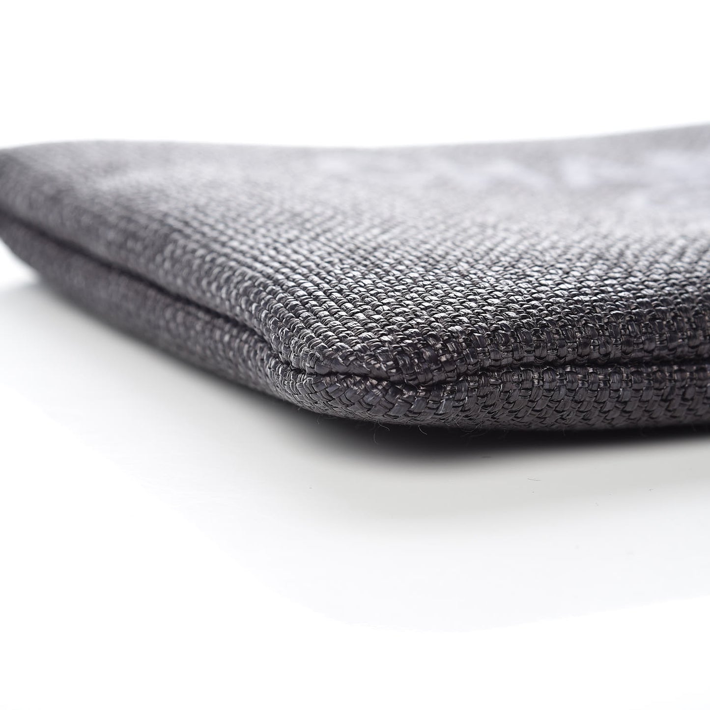 Woven Straw Small Deauville Pouch Black