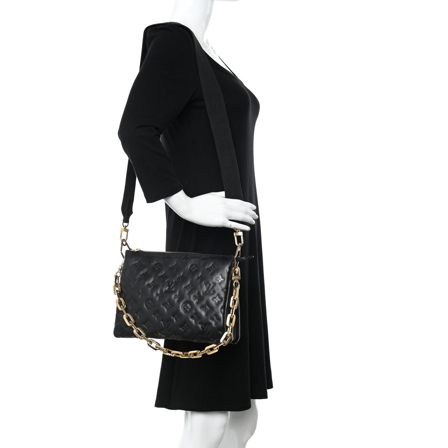 Lambskin Embossed Monogram Coussin PM Black