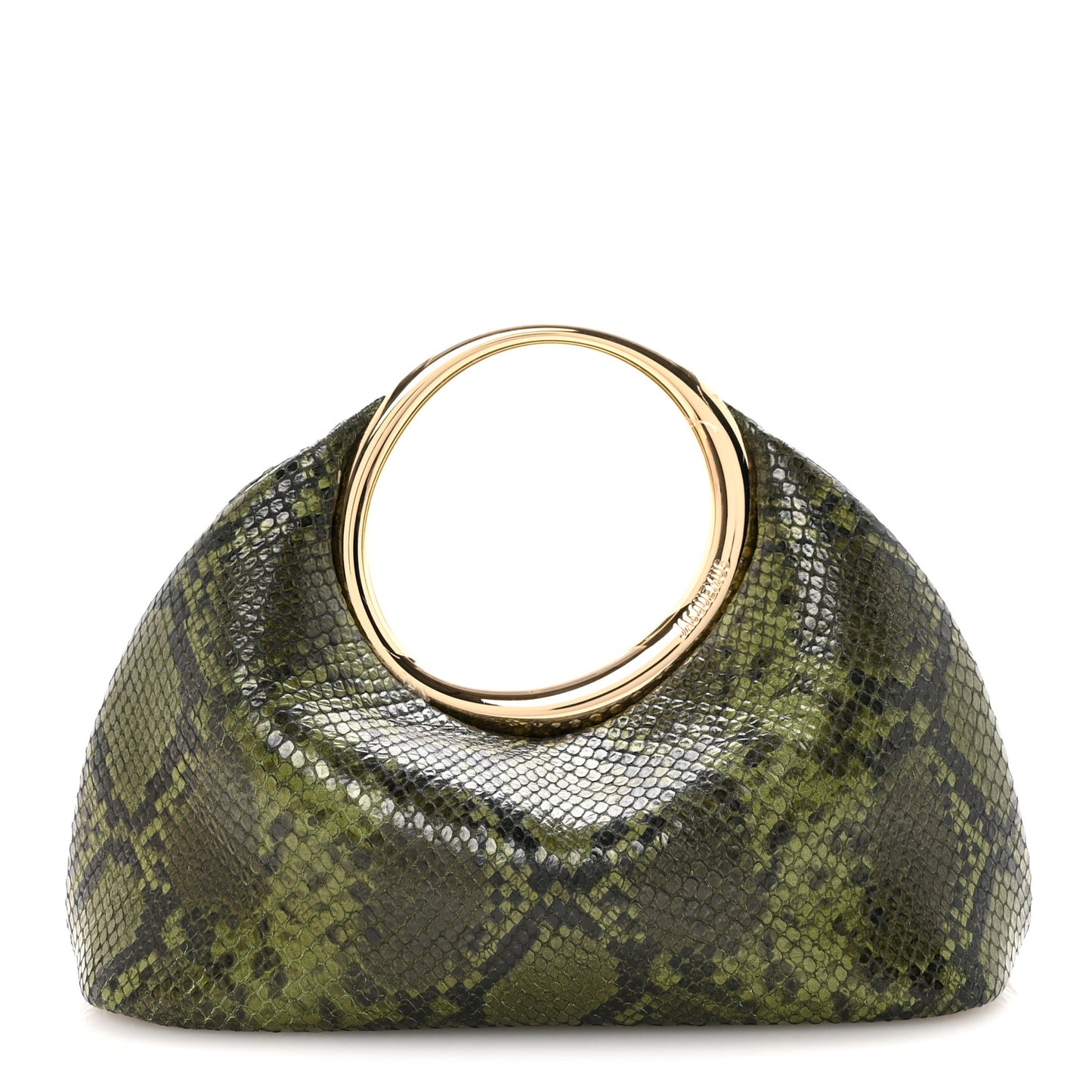 Snakeskin Printed Lambskin Le Petit Calino Ring Top Handle Bag Green