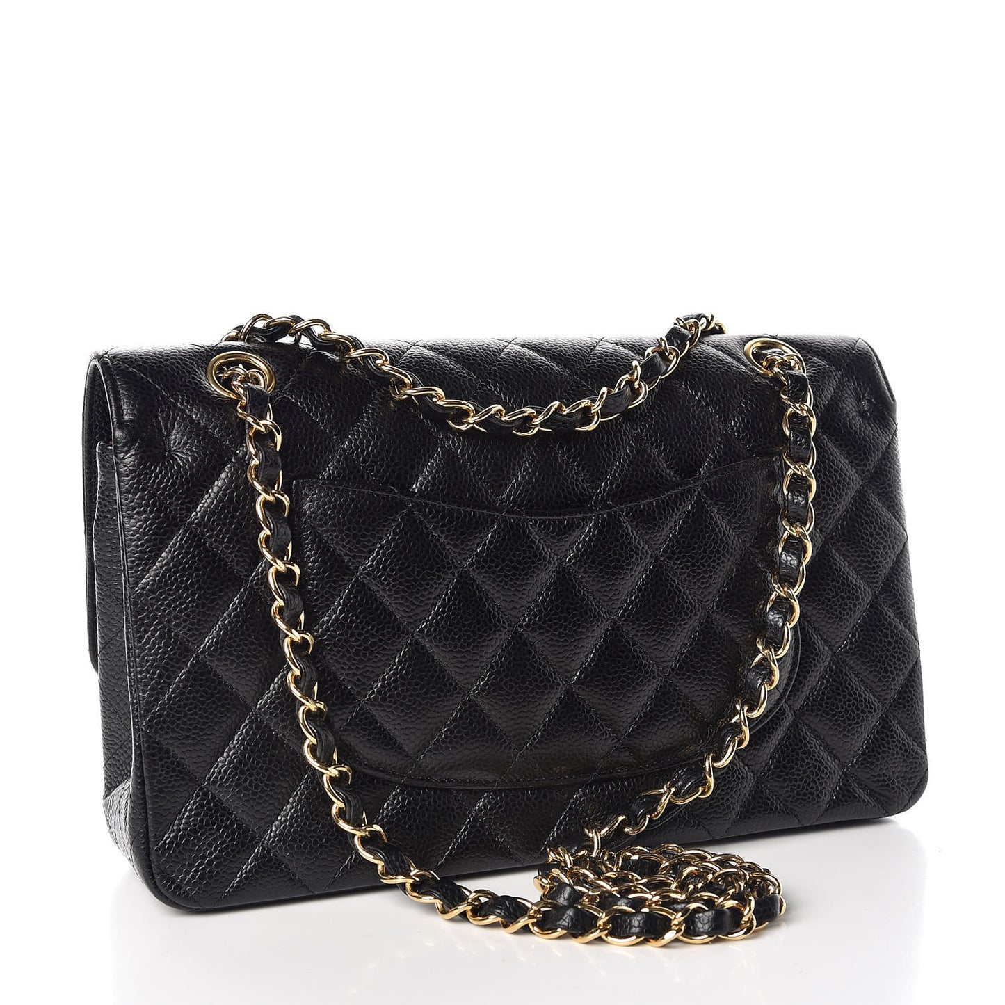 Caviar Quilted Medium Double Flap Black