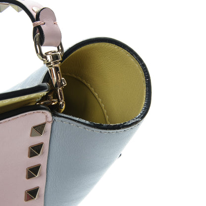 Valentino Garavani Vitello Watercolor Rockstud Double Handle Tote Rose Green Yellow Sky 7 of 7