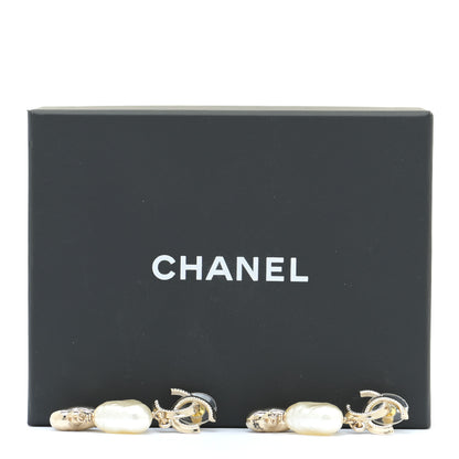 Chanel Pearl CC Double Heart Drop Earrings Gold 6 of 6