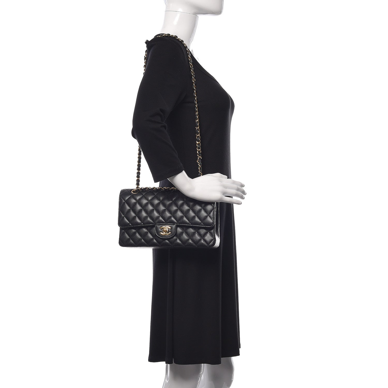 Chanel Caviar Quilted Medium Double Flap Black 2 of 10