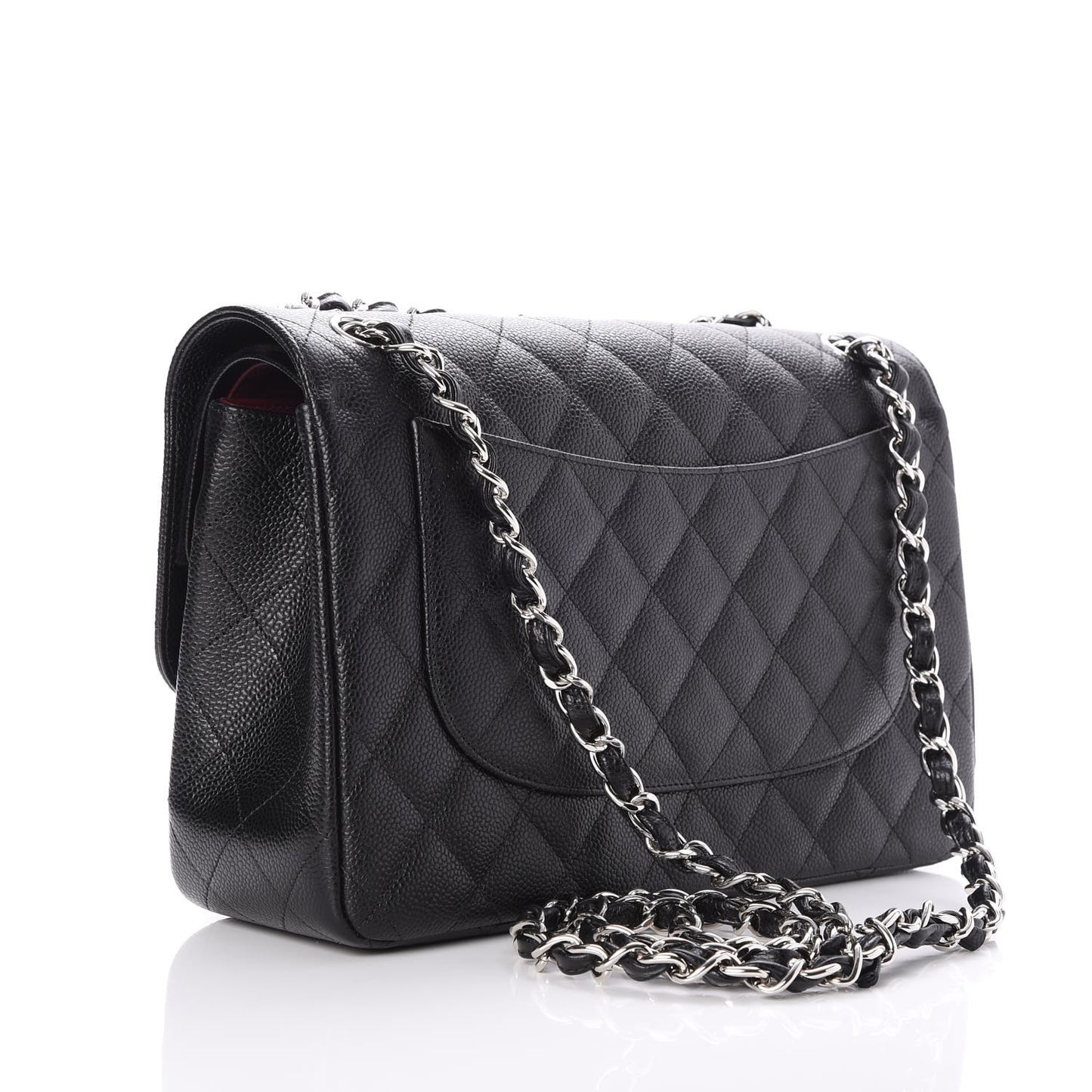 Caviar Quilted Jumbo Double Flap Black
